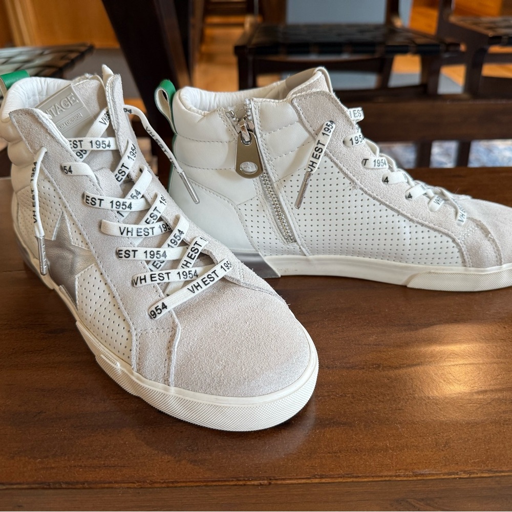Vintage Havana White and Cream High-Top Sneakers